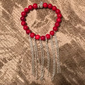 Red fringe bracelet